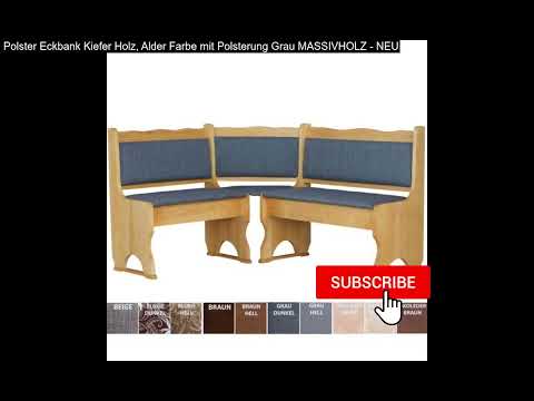 Polster Eckbank Kiefer Holz, Alder Farbe mit Polsterung Grau MASSIVHOLZ - NEU