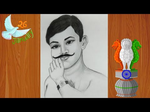 Chandrashekhar Azad Drawing//    Republic day spacial drawing Chandrashekhar azad