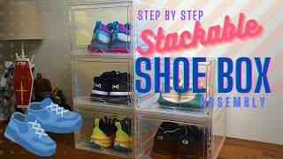 Affordable Stackable Shoe Box, Acrylic clear Door with built-in magnet