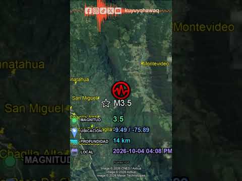 🌍SISMO REPORTADO - IGP🌍 #M3.5 #Sismo #Perú #SanMiguel #Montevideo #SantaRosadeChagllaAlta