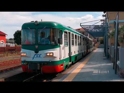 Ferrovia Circumetnea DMUs ADE16 & ADE20 depart Giarre, Sicily, Italy 14/10/22