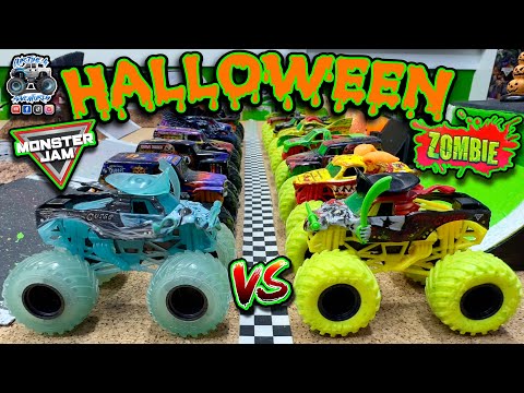 Toy Diecast Monster Truck Racing Tournament | HALLOWEEN Battle | Monster Jam Exclusives 🆚 Zombies