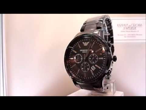 Emporio Armani RENATO Herren Chronograph aus schwarzem Keramik mit schwarzem Zifferblatt AR1451