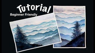 Misty Mountain Watercolor Tutorial | Step by Step How to Paint Blue Ridge Mountains for Beginners