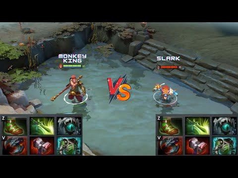 Dota 2 | Monkey King vs Slark lvl 30 | Normal Attacks Only | Same Full Items