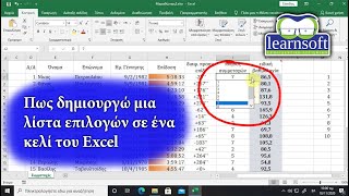 Πως δημιουργώ μια λίστα επιλογών μέσα σε ένα κελί του Excel