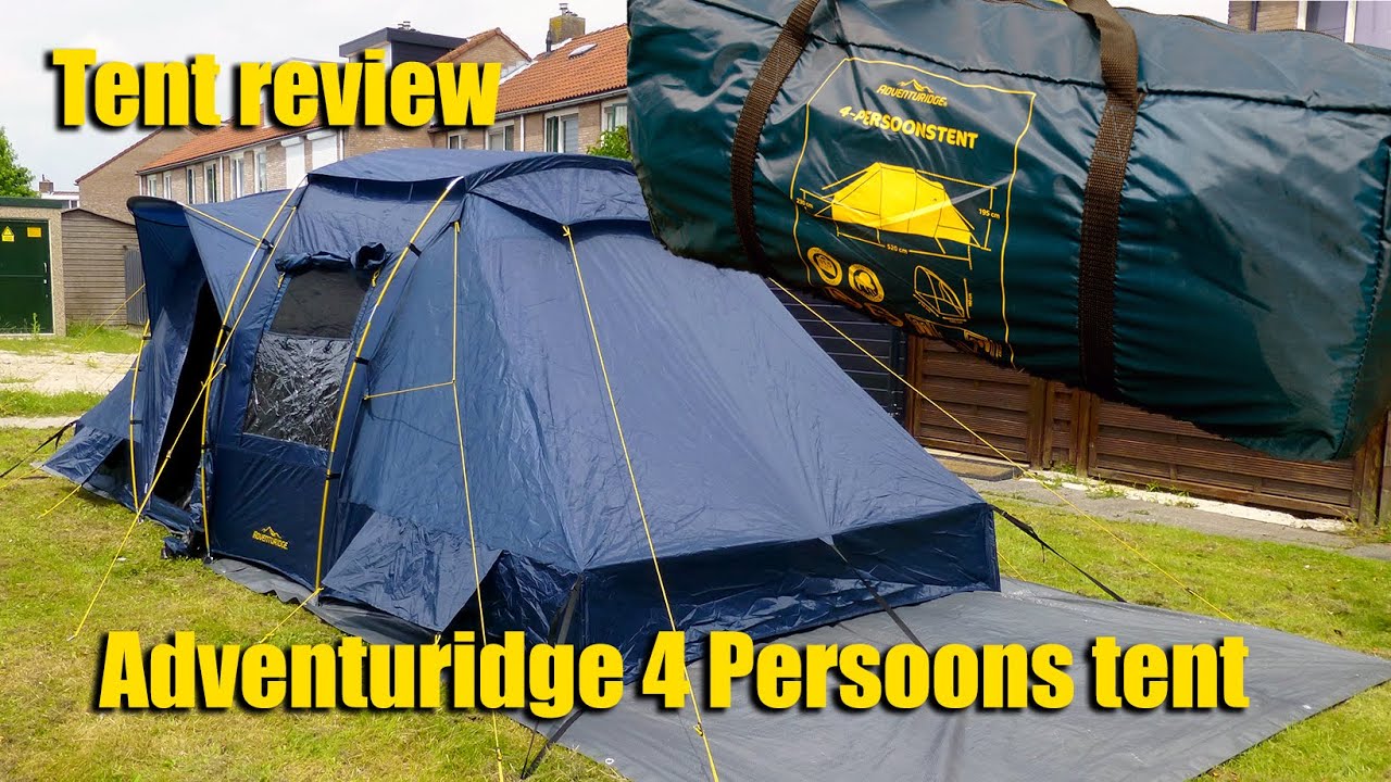 Adventuridge 4 persoons tent opzetten, bekijken en weer afbreken