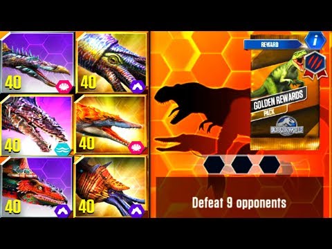 Trio of warriors defeat 9 opponents - Jurassic world the game