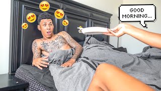 SERVING MY BOYFRIEND BREAKFAST WHILE WEARING NO CLOTHES... *EPIC REACTION*
