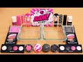 Pink Vs Black Vs White Mixing Makeup Eyeshadow Into Slime ASMR