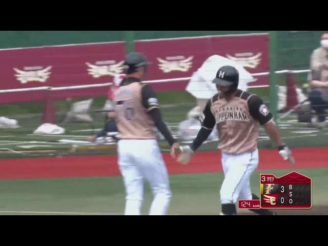 【ファーム】ファイターズ・今川 レフトへ完璧な当たりのソロホームランを放つ!! 2021/6/8 E-F(ファーム)