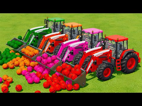 LOAD AND TRANSPORT BASKETBALLS WITH JOHN DERRE TRACTORS - Farming Simulator 22