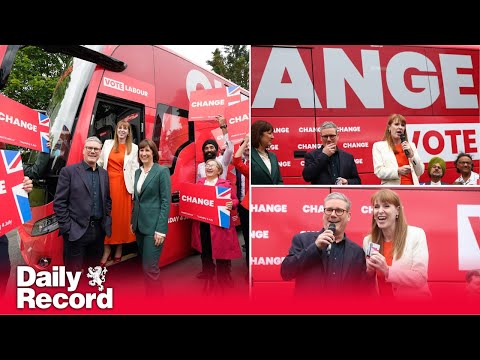 Keir Starmer and Angela Rayner unveil Labour battle bus as General Election tour gets underway
