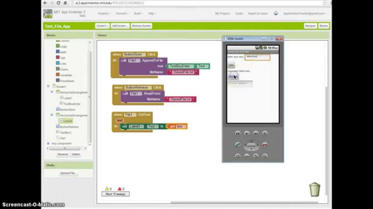 App Inventor 2 Tutorial - How to create and store text files on your phone