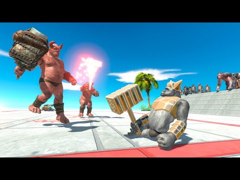 Messy Fight | 2 vs 2 | Mutante Primates fight with Infernals - Animal Revolt Battle Simulator
