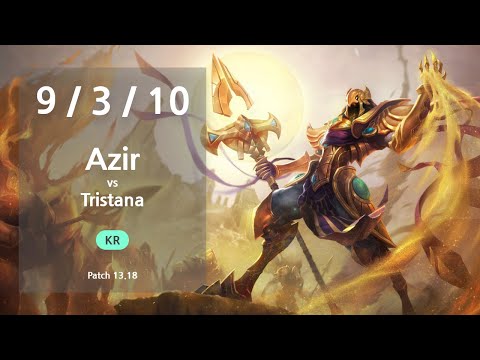 Azir Mid vs Tristana - KR GrandMaster Patch 13.18