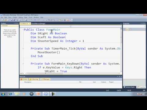 Visual Basic Express 2010 Tutorial 34 Programming The Shooter - EZInvaders Part 3 Game