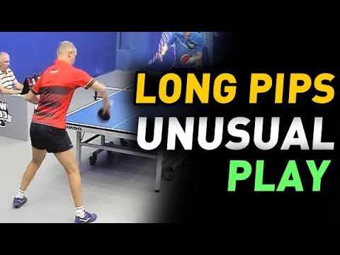 Unusual Long Pips OX play - left hand chopper with good topspin: Cherevko Roman