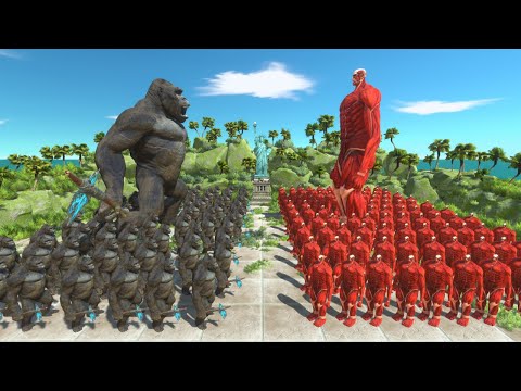 New Map! KING KONG Team Vs COLOSSAL TITAN Team Battle in Island - ARBS BEAM