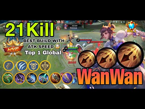 21Kill !! WanWan Best Triple Kills Build MVP | Best Build Top 1 Global Wanwan #mlbb #shorts #viral