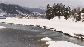 preview picture of video '【貴重な冬晴れ】雪化粧した魚野川(新潟県南魚沼市) Snow scene.Uono River.JAPAN'