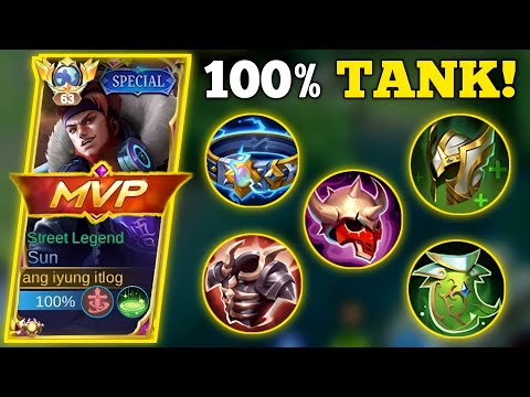 TANK SUN IS CHEAT?!🥚| SUN BEST BUILD AND EMBLEM -MLBB🔥 #topglobalsun #mobilelegends #urEGG