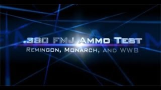 .380 ACP ammo test: three types of Full Metal Jacket FMJ bullets in ClearBallistics gel.