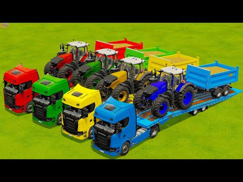LOAD SUGAR CANE AND TRANSPORT WITH COLORED FENDT TRACTORS & SCANIA TRUCKS - Farming Simulator 22