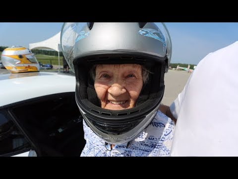'Crazy Granny' attacks bucket list with race car drive