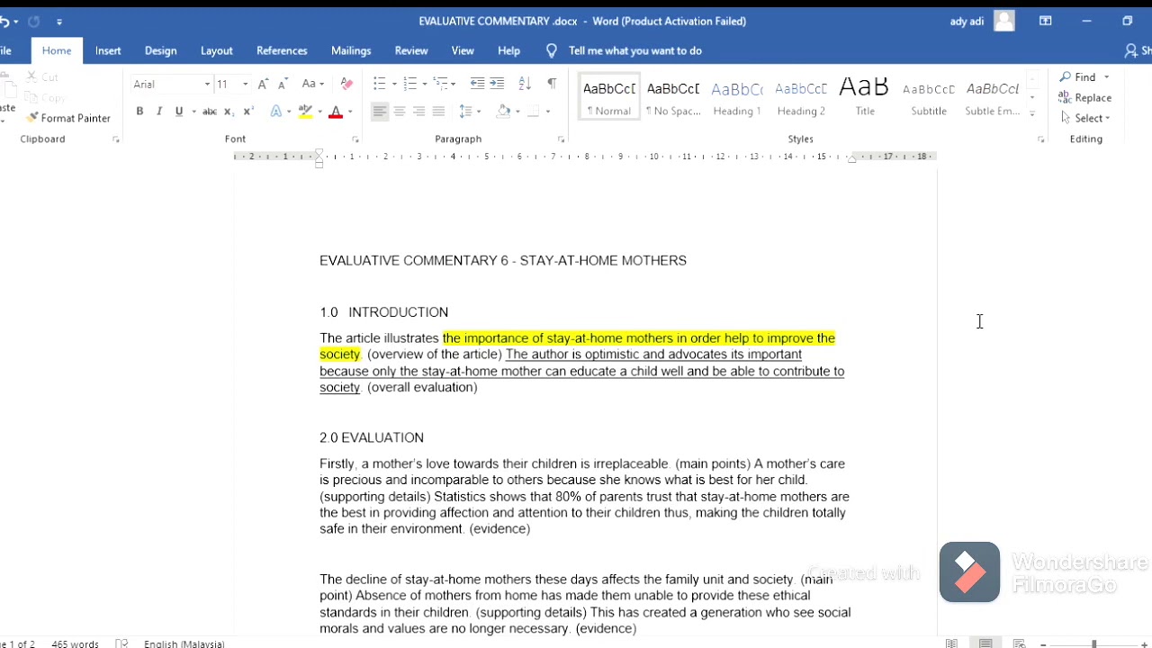 ELC231 EVALUATIVE COMMENTARY ESSAY (NUR FITRINA BA1183EA)