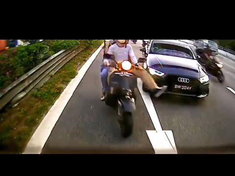 12jul2019  #SMK2014K audi a3  #F9396S vespa hitting rear of toyota noah for being an ass