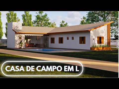 Casa de campo em L Edícula 3 quartos - P081