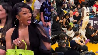 D’Angelo Russell fell onto Megan Thee Stallion and she was stunned 😂