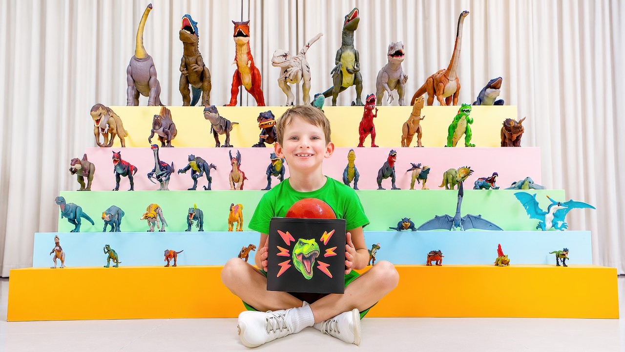 Hide and Seek with 50 Dinosaur Toys at Home
