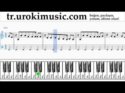 Piyano dersleri (sağ el) Shakira - Me Enamoré Notalar Eğitim Bölüm#2 um-i723