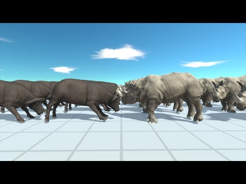 50 Buffalo VS 50 Rhinoceros - Animal Revolt Battle Simulator