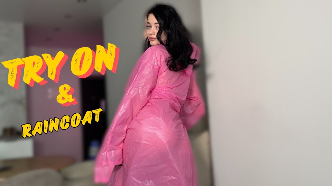 4K USA Try On Haul💫 Pink Raincoat