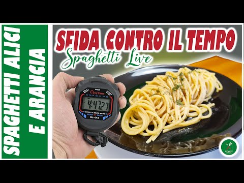 SFIDA CONTRO IL TEMPO - Svuota dispensa - Spaghetti Alici e Arancia RICETTA Cooking live in 15 MIN