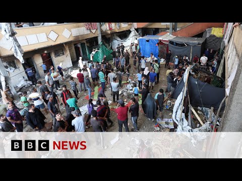 Video | At least 28 killed in Israeli strike on school sheltering people in Gaza, medics say | BBC News