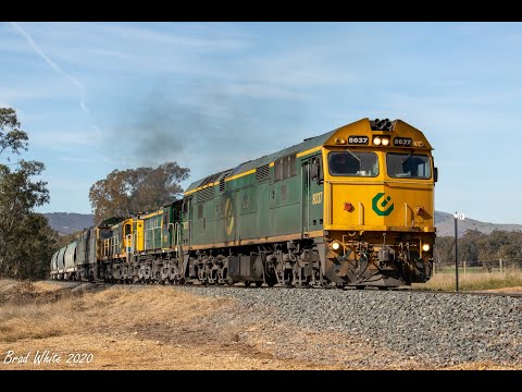 ALCo thrash on the Avoca line: QUBE's 8037, 872, 864 and failed 8044 on 7764V Birchip grain- 2/8/20