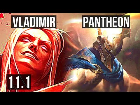 VLADIMIR vs PANTHEON (MID) | 3.7M mastery, 1200+ games, 7/1/2, Dominating | KR Diamond | v11.1