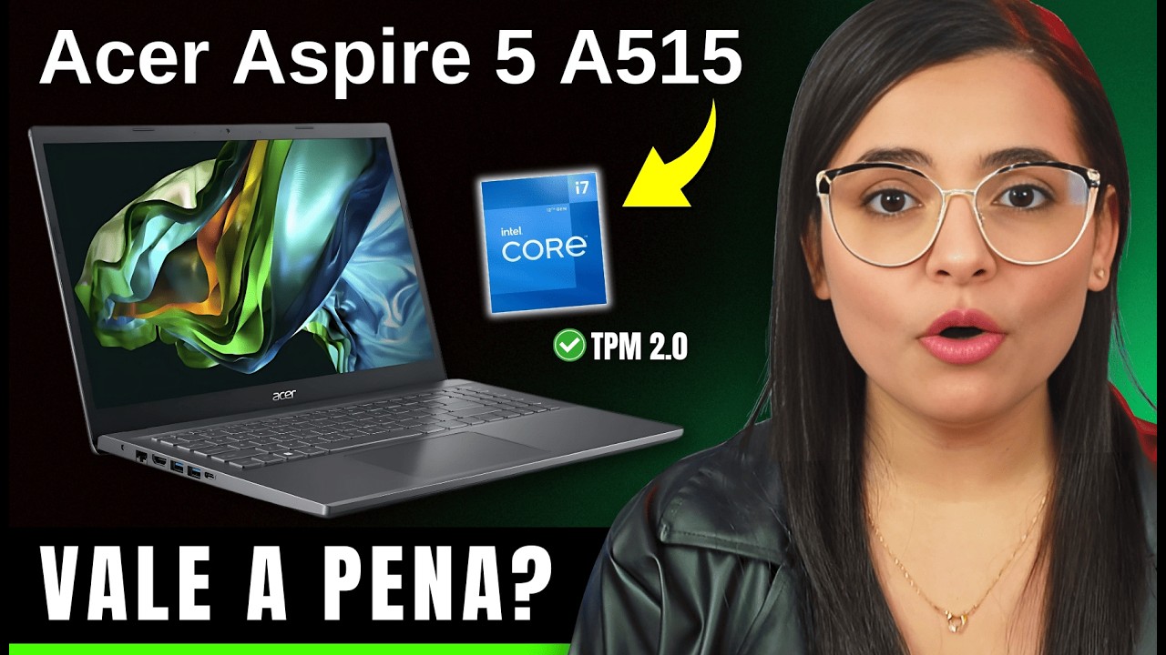 Miniatura da avaliação em vídeo de Notebook Acer Aspire 5 A515-57 Intel Core i7-12650H 8GB 256GB SSD Linux