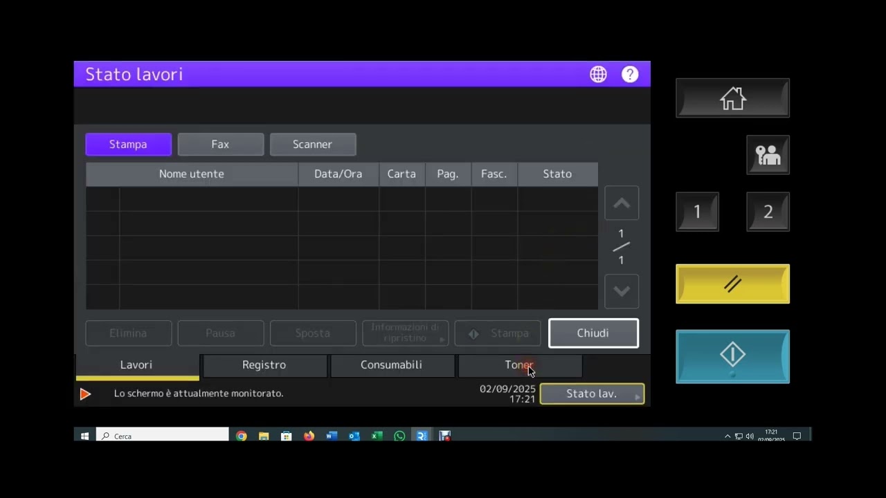 VISUALIZZARE PERCENTUALE TONER