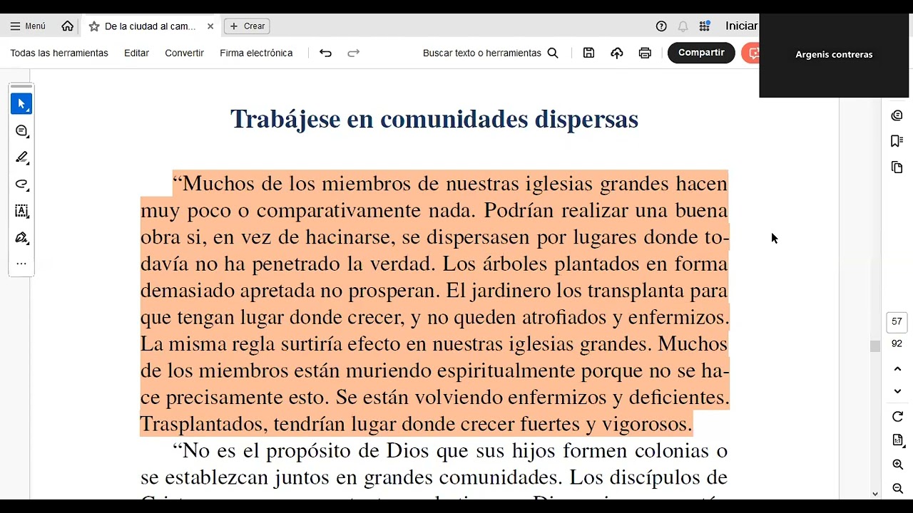 DE LA CIUDAD AL CAMPO. Escuela Sabática. Tema 5. Argenis Contreras.