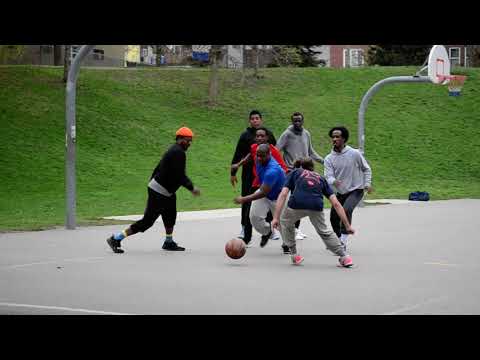 Playing Outdoor Basketball, Toronto, Ontario