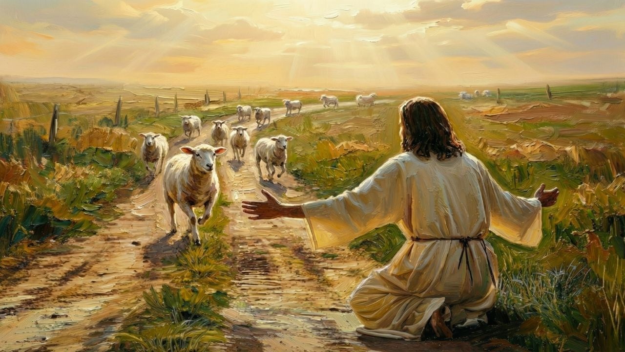4K Good Shepherd Path✨Jesus and Sheep | Christian Oil Painting | Frame TV Art • Peaceful Screensaver