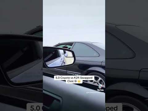 Thumbnail for 5.0 Coyote vs K24 Swapped Civic Si 😳 #hondacivic #civicsi by Honda Civic