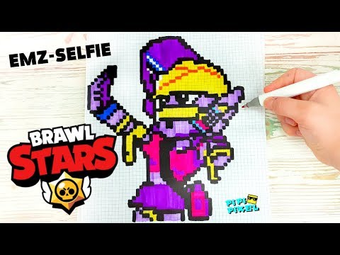 ЭМЗ селфи из игры БРАВЛ СТАРС - РИСУНКИ ПО КЛЕТОЧКАМ PIXEL ART