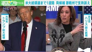 米大統領選まで1週間　両候補が激戦州で支持訴え(2024年10月29日)
