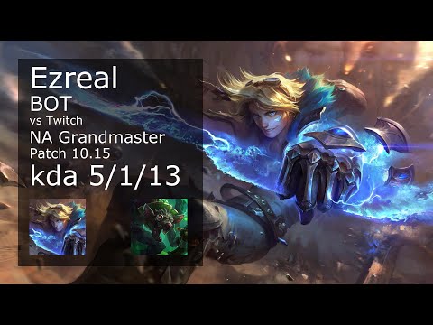 Ezreal ADC & Karma vs Twitch & Yuumi - NA Grandmaster 5/1/13 Patch 10.15 Gameplay